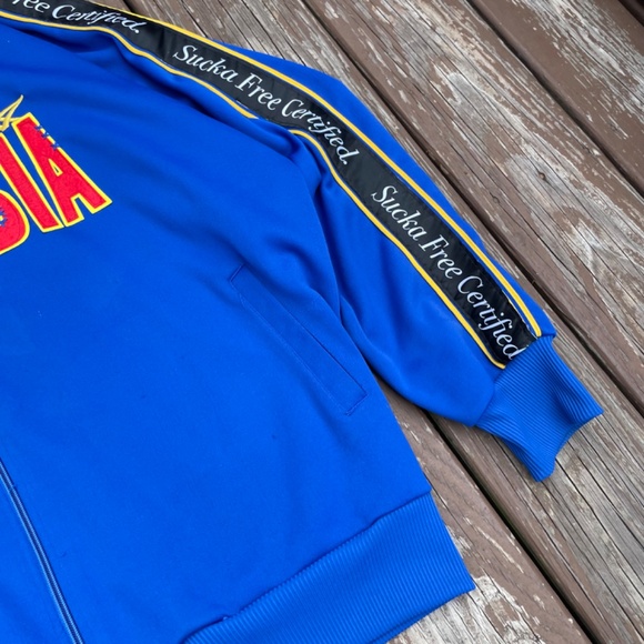 Vintage Upcycled Asics Tiger Colombia 'SuckaFreeCertified' Track Jacket - Picture 3 of 9